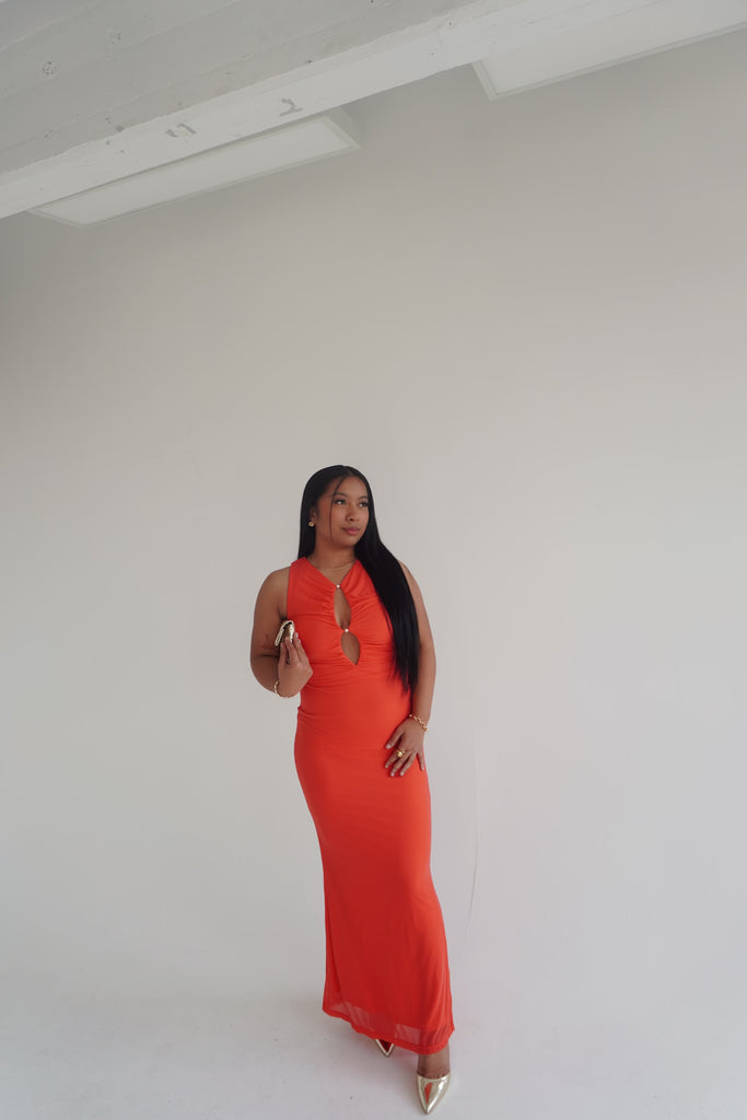 Keyhole Pearl Maxi Dress
