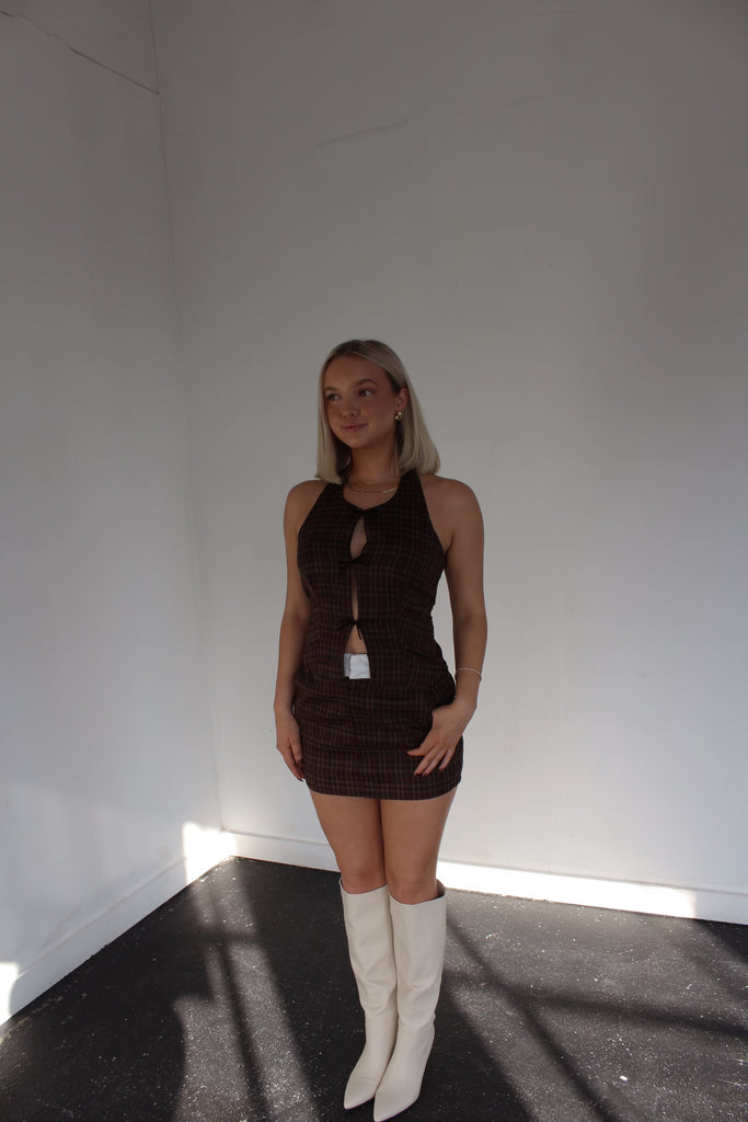 Olive Plaid Mini Skirt