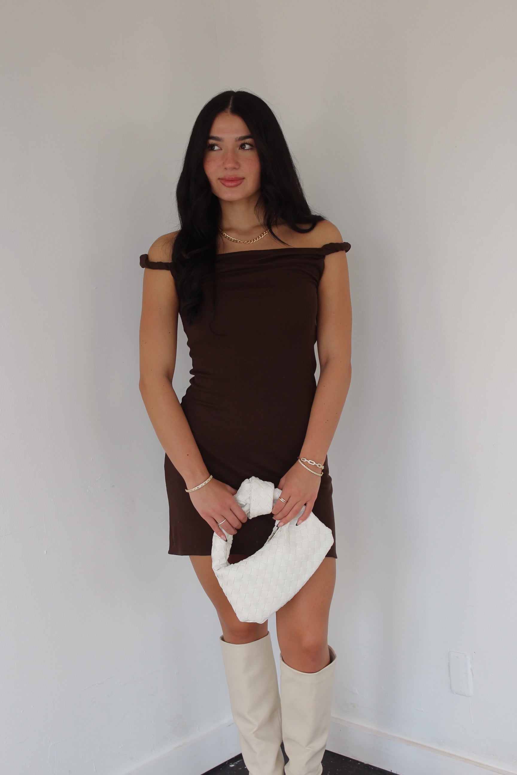 Off The Shoulder Knit Dress Black / Large Off The Shoulder Knit Dress Black / Large
