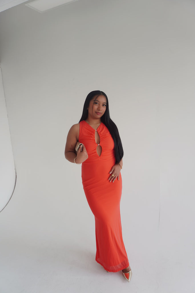Keyhole Pearl Maxi Dress