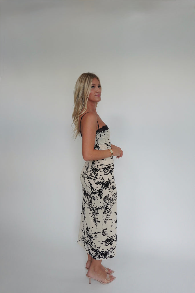 Floral Appliqué Midi Dress