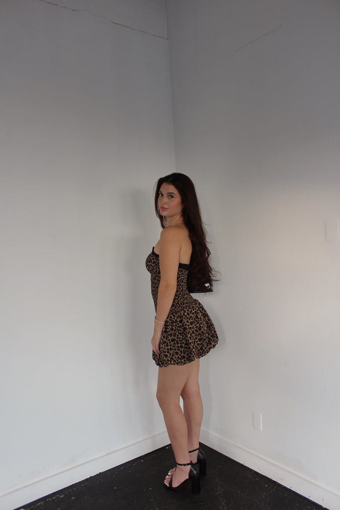 Leopard Strapless Mini Dress