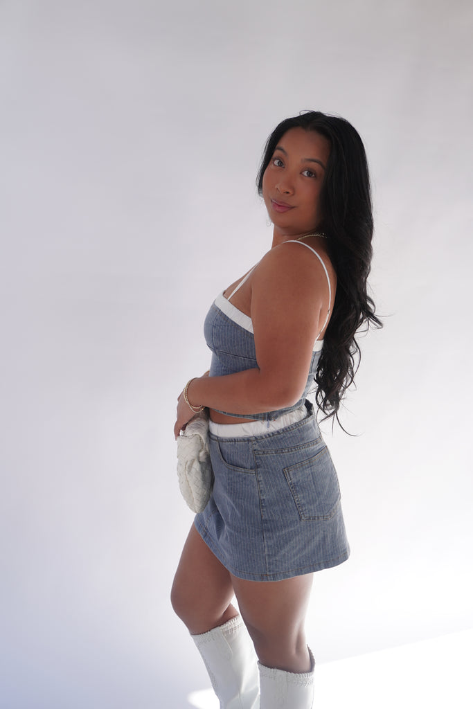 Pin Stripe Denim Skirt