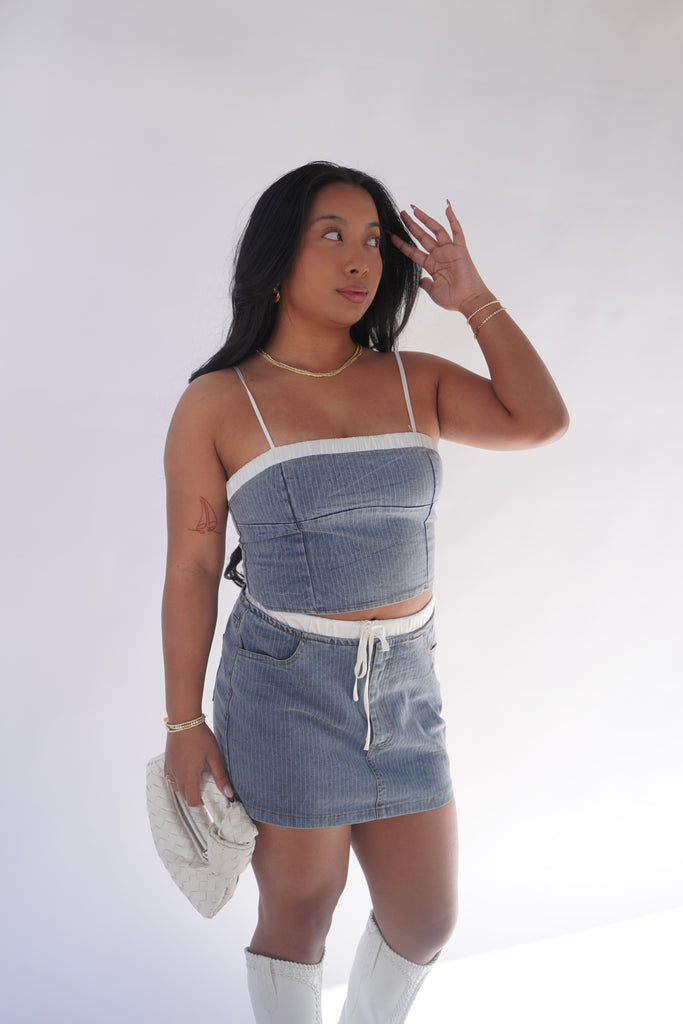 Pin Stripe Denim Skirt