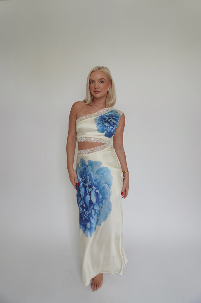Floral Satin Maxi Dress