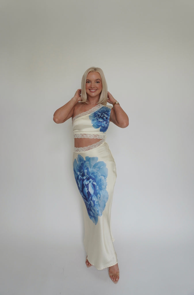Floral Satin Maxi Dress