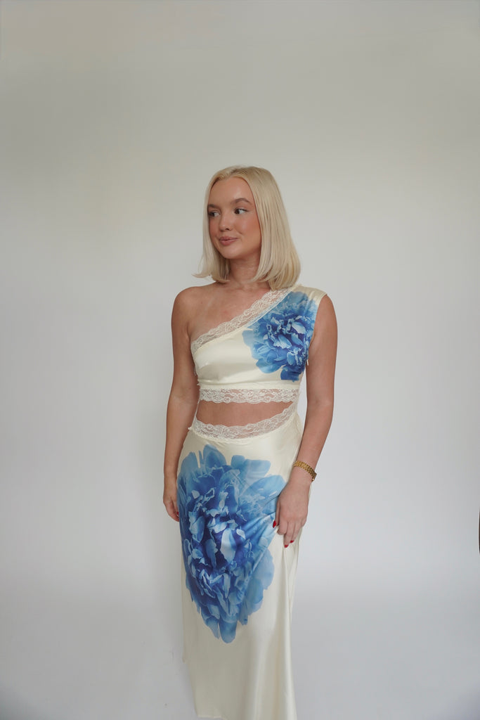 Floral Satin Maxi Dress