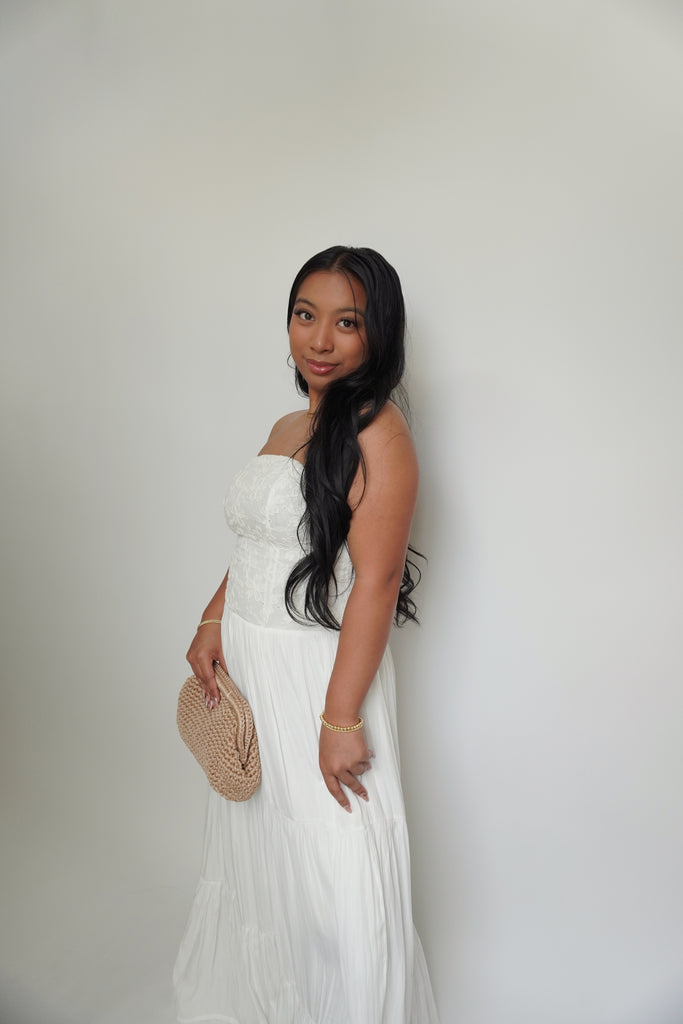 Strapless White Maxi