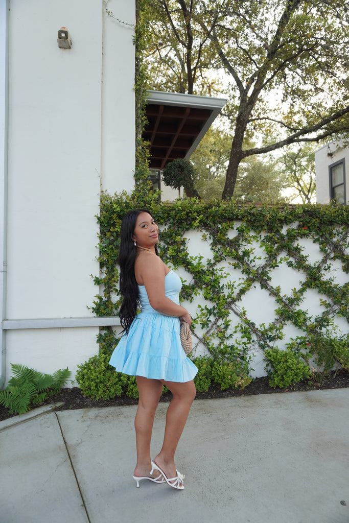 Strapless Ruffle Bottom Dress
