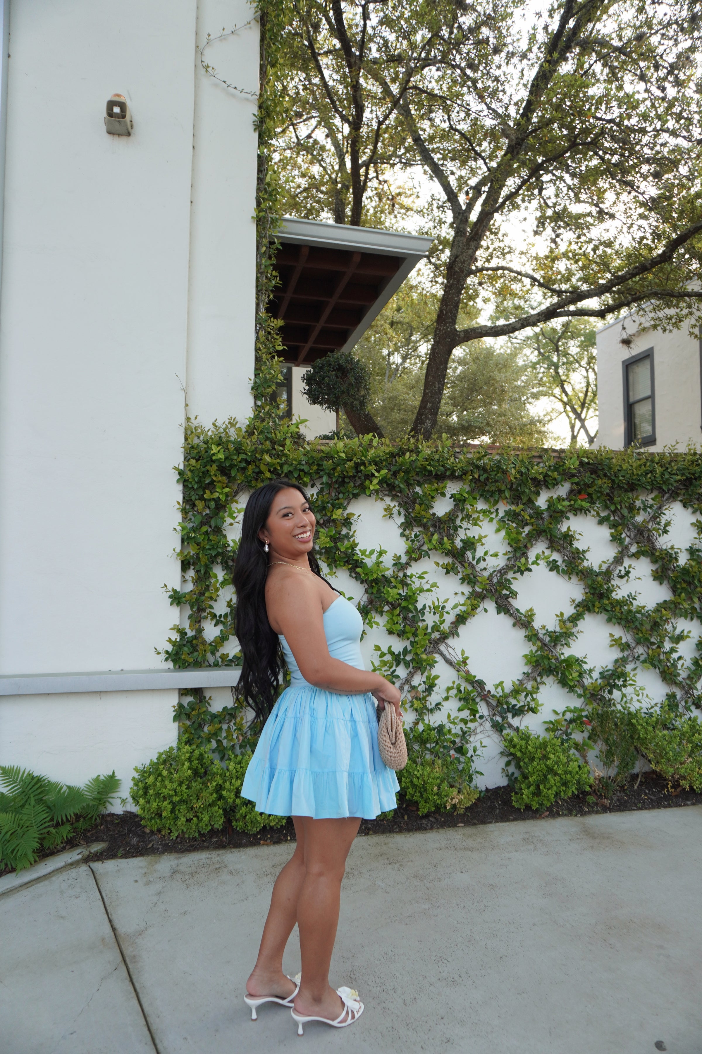 strapless open back dress Strapless Ruffle Bottom Dress White / S