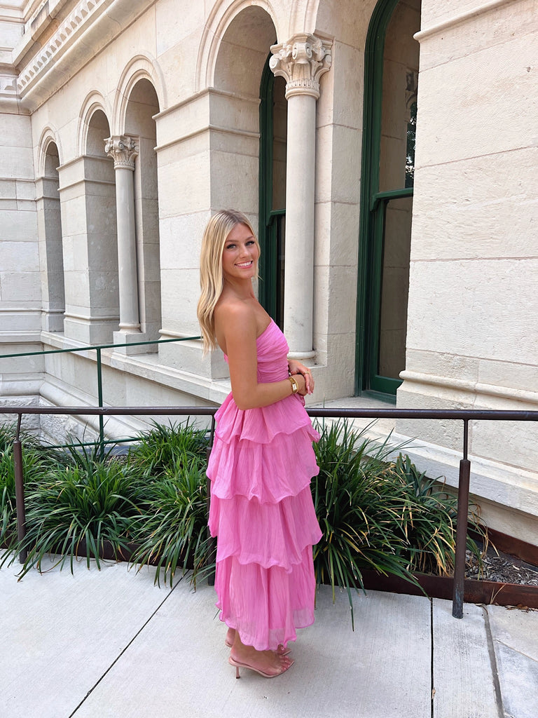 Strapless ruffle dress