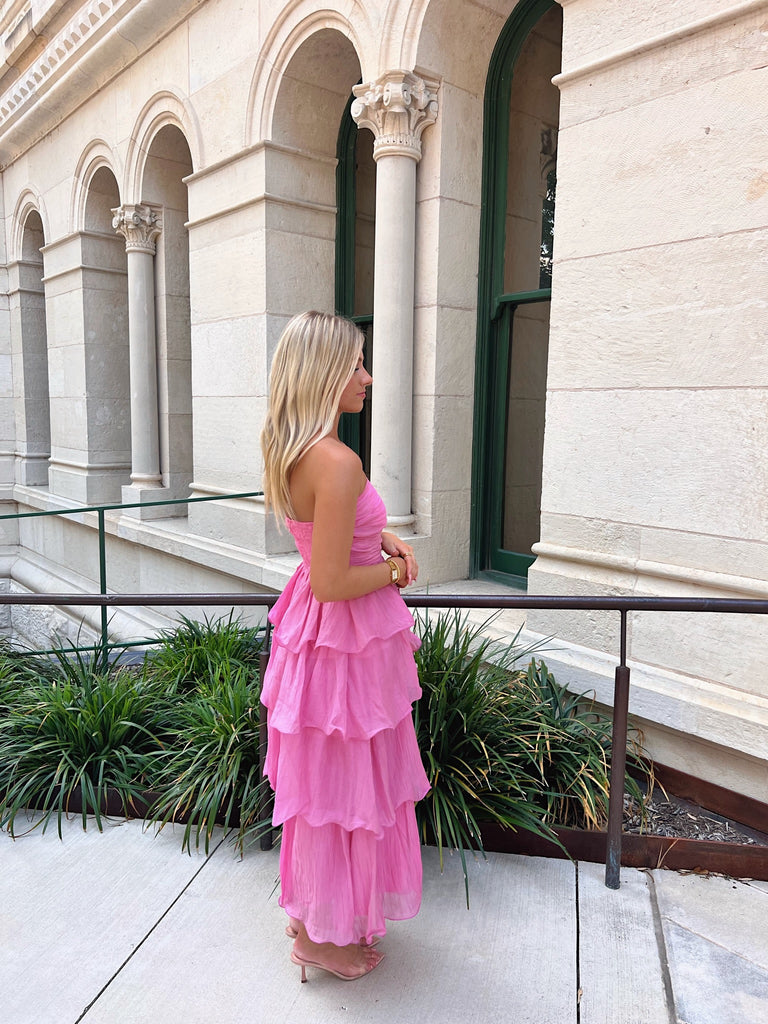 Strapless ruffle dress
