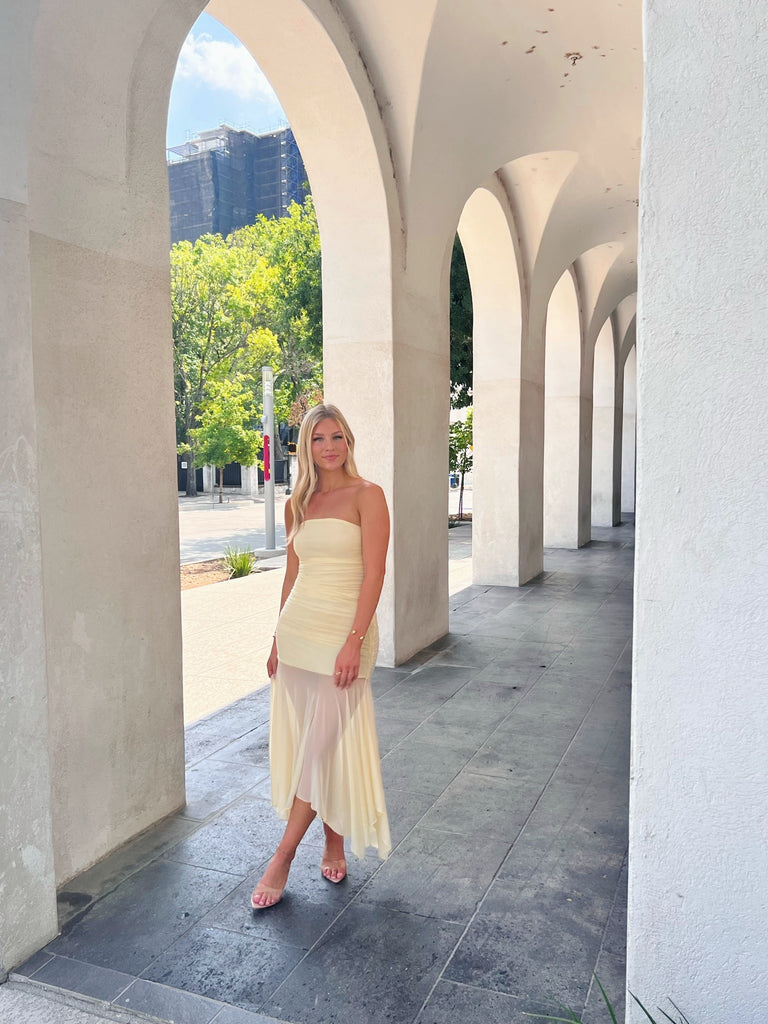 Yellow sheer dress