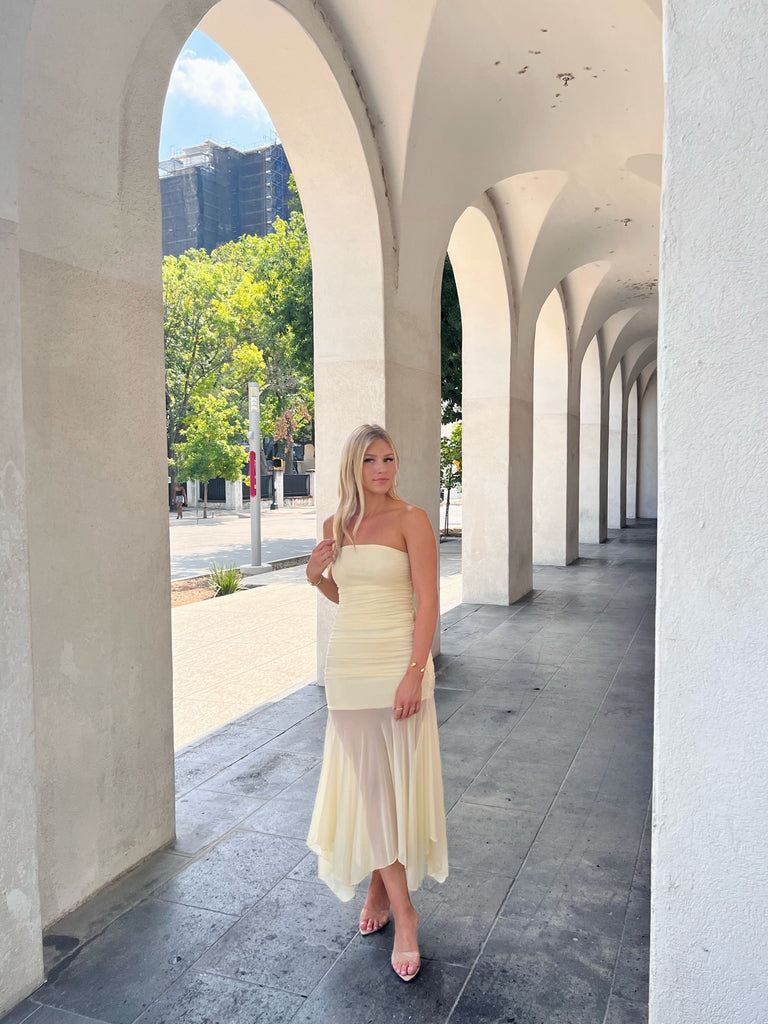 Yellow sheer dress