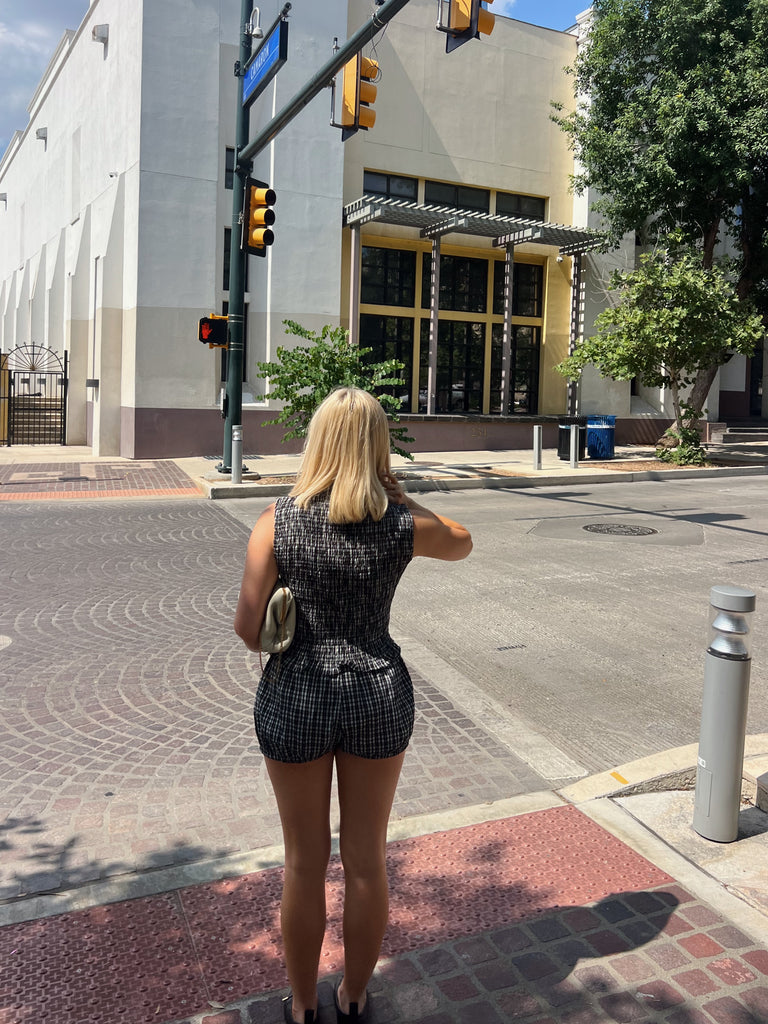 Black Gingham Smocked Tank