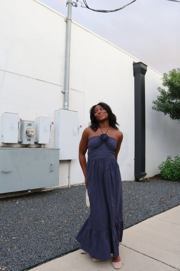 Halter Flower Maxi Dress