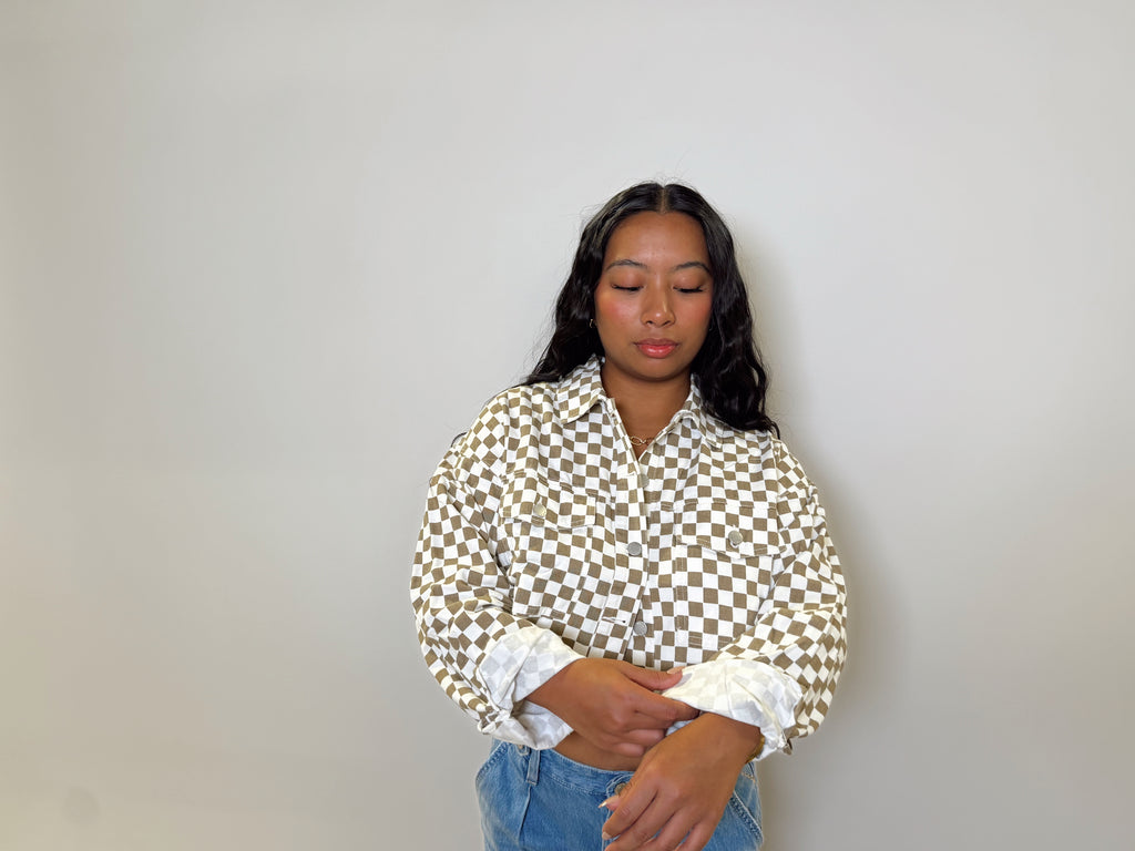 Checkered Denim Jacket