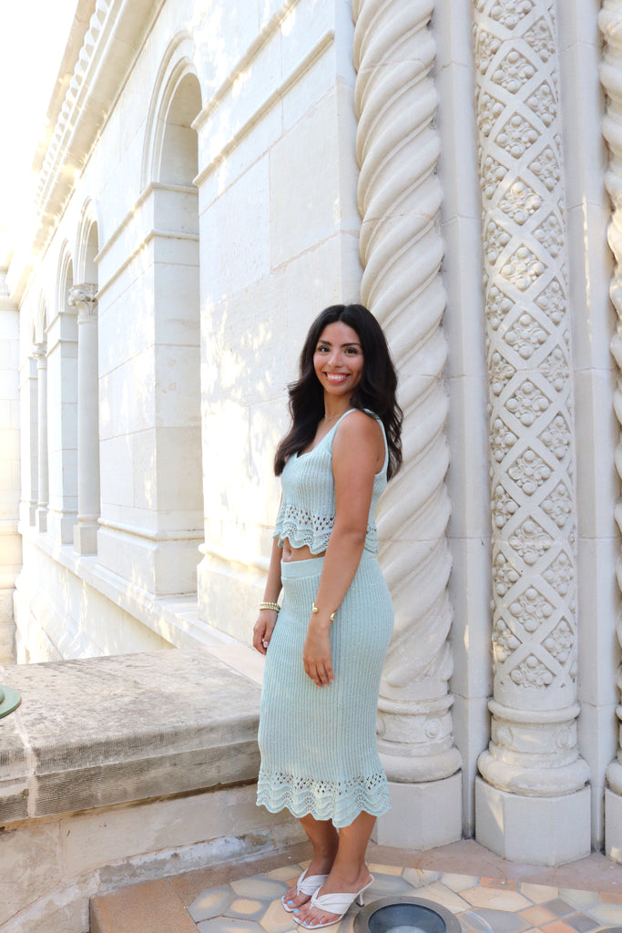 Sea-foam green crochet top