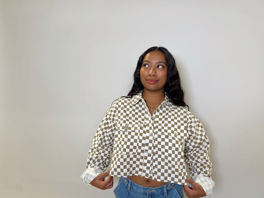 Checkered Denim Jacket