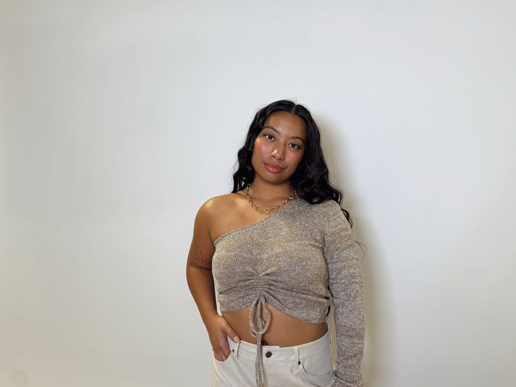 Mocha One Shoulder Sweater