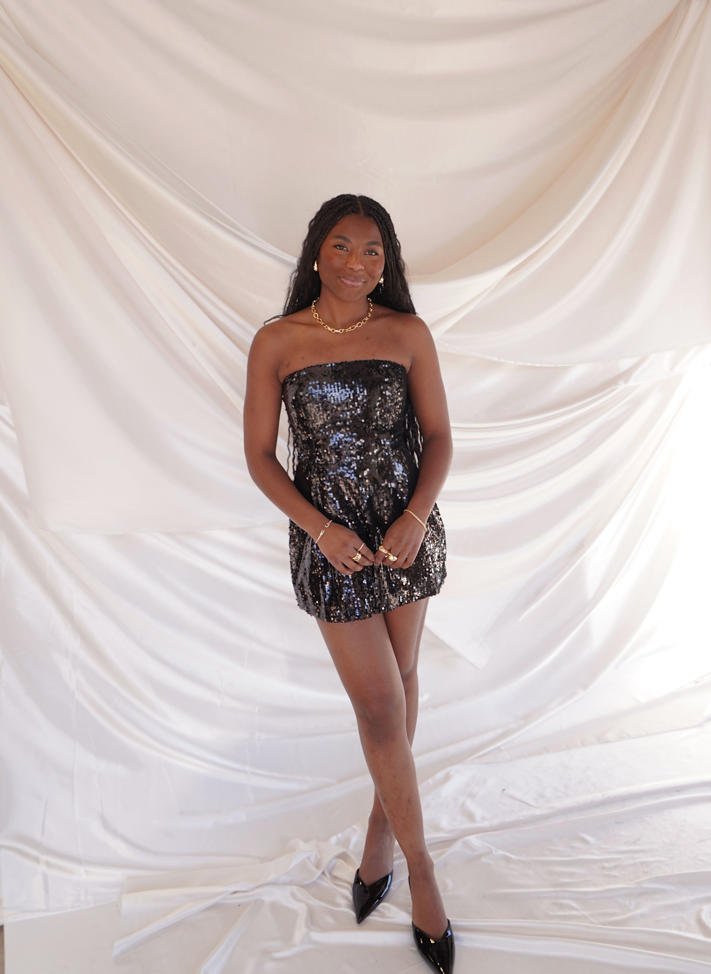 Sequin Fit and Flare Mini Dress M