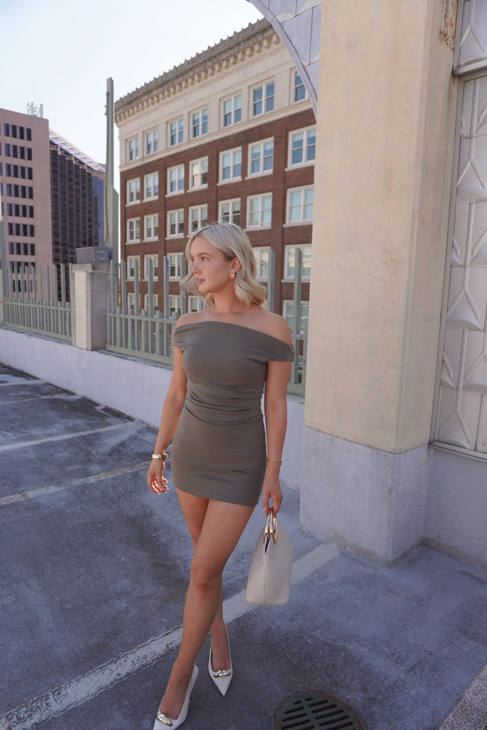 Olive Off The Shoulder Dress