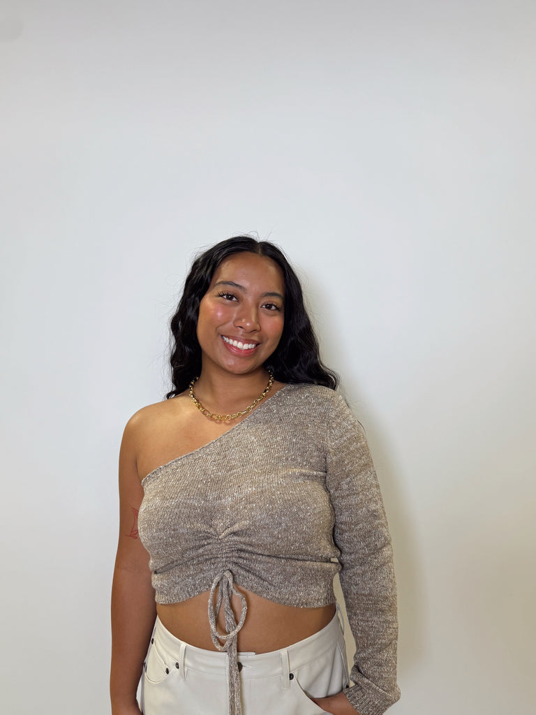 Mocha One Shoulder Sweater