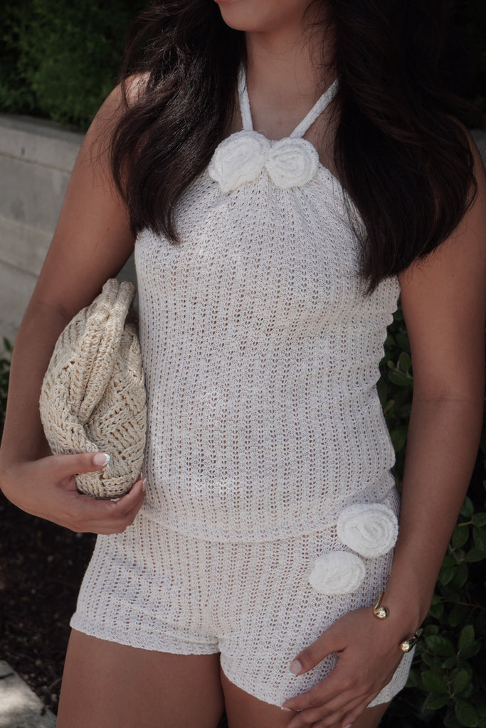 White Crochet Shorts