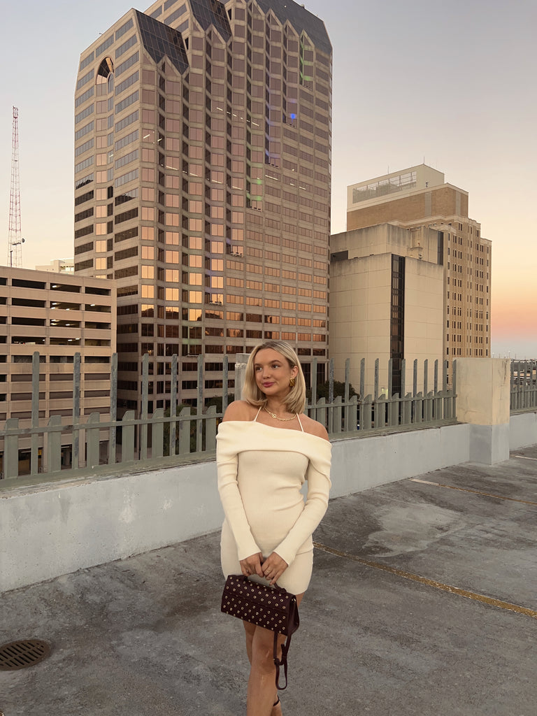 Cream Halter Sweater Dress | Boutique Chloe Rose Cream Halter Sweater Dress | Boutique Chloe Rose