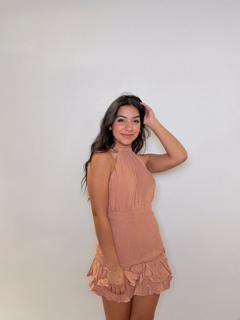 Halter Smocked Mini Dress