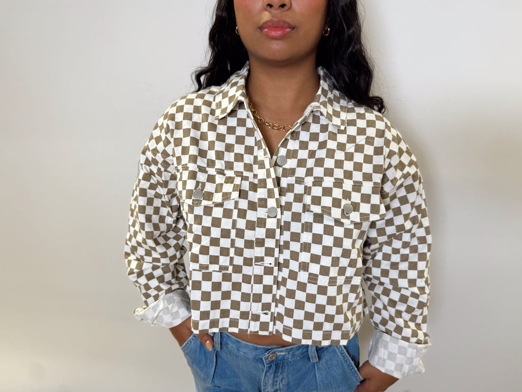 Checkered Denim Jacket