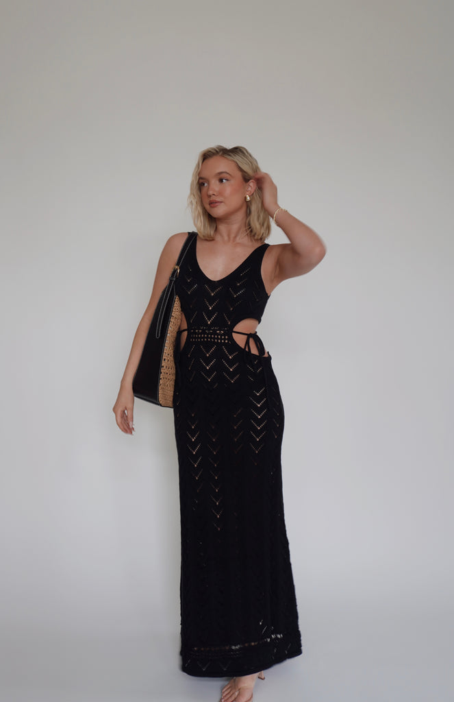 Black Crochet Maxi dress