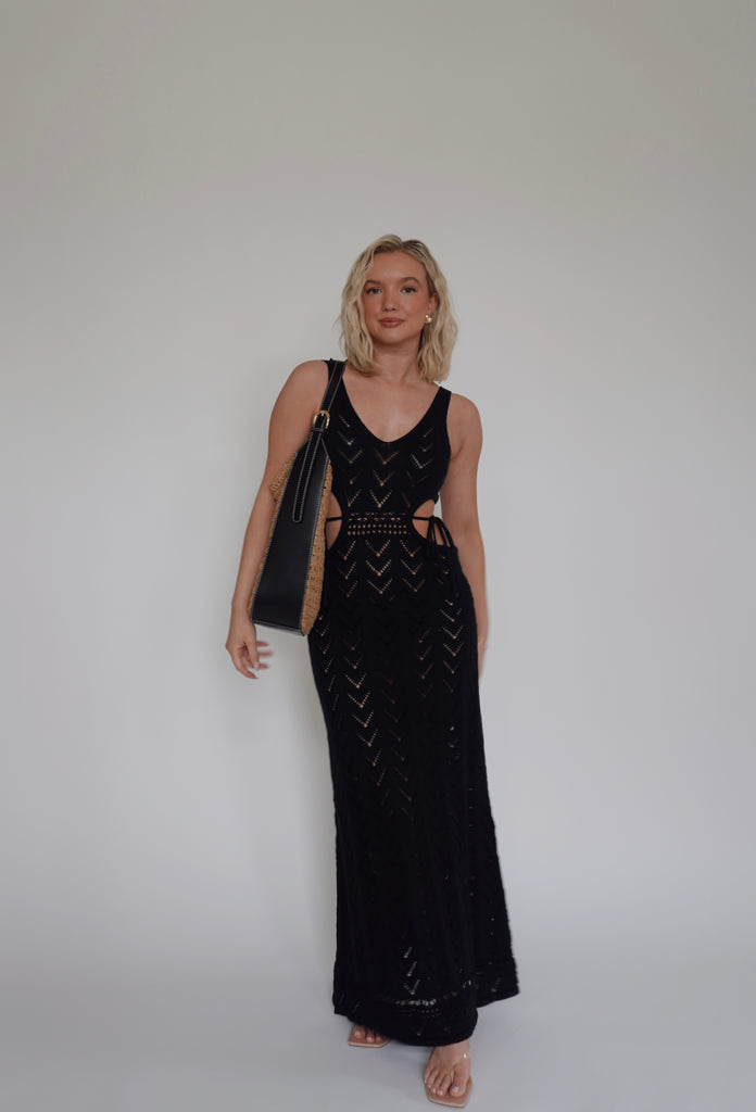 Black Crochet Maxi dress