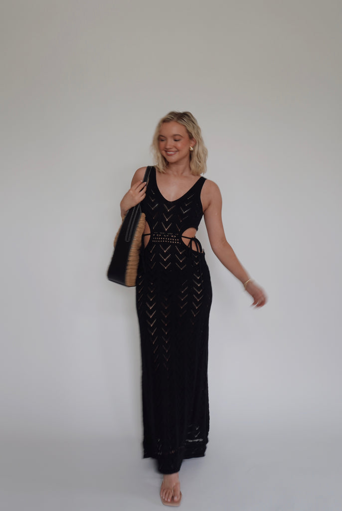 Black Crochet Maxi dress