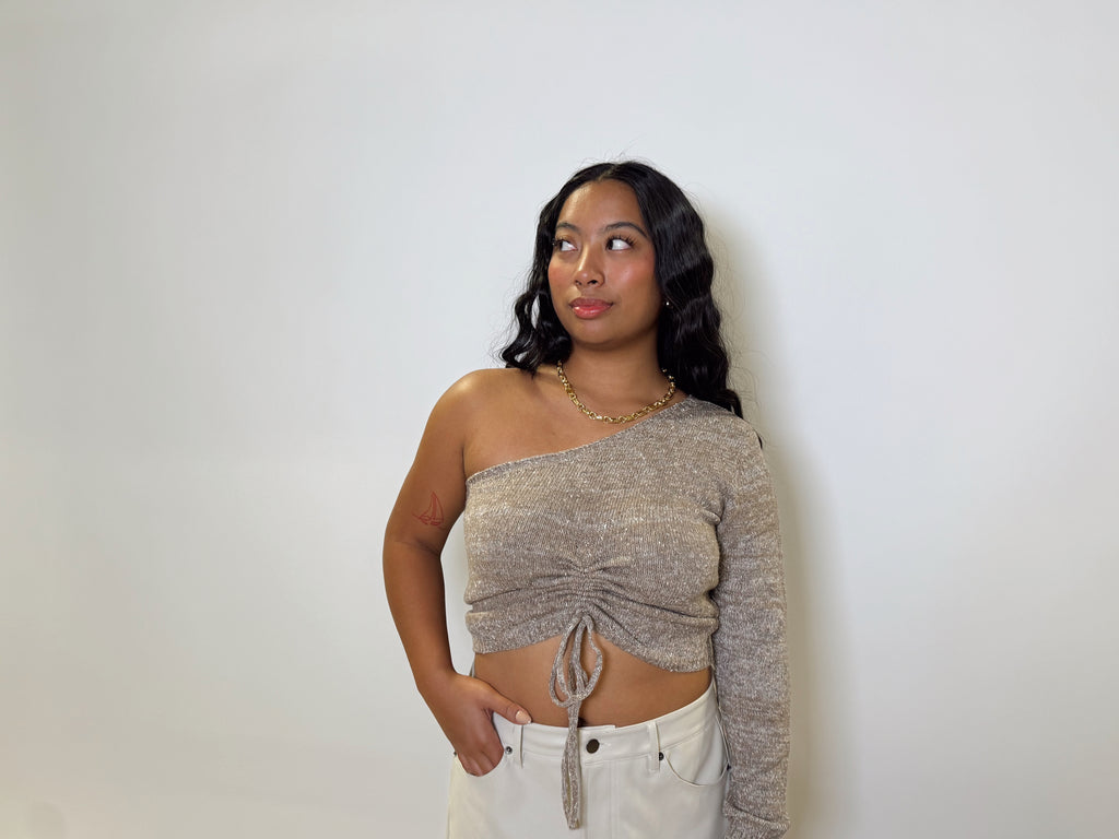 Mocha One Shoulder Sweater