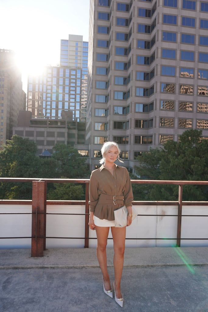 Belted Button-Down Shirt