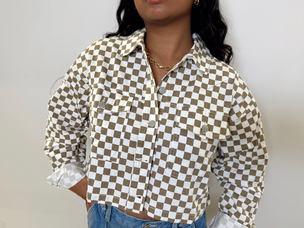 Checkered Denim Jacket