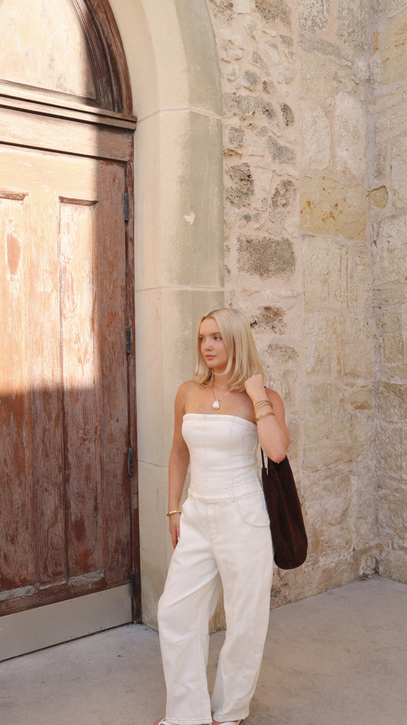 White Strapless Jumpsuit