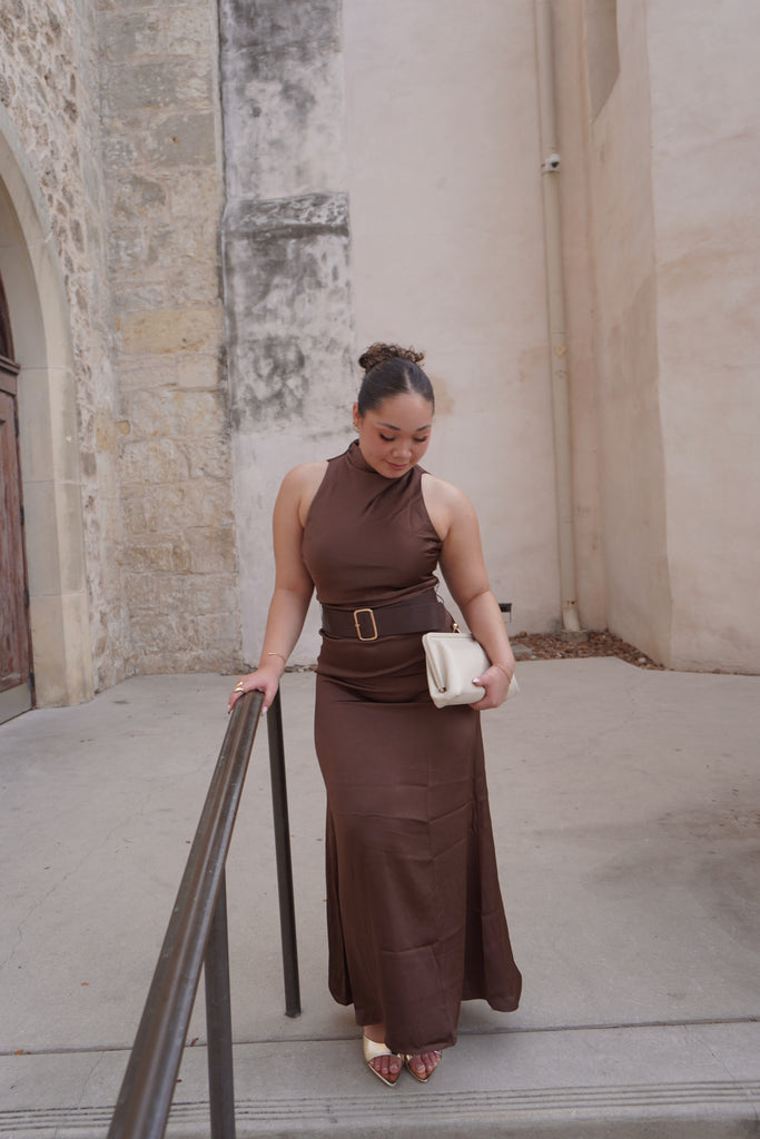 Brown Belted Dress