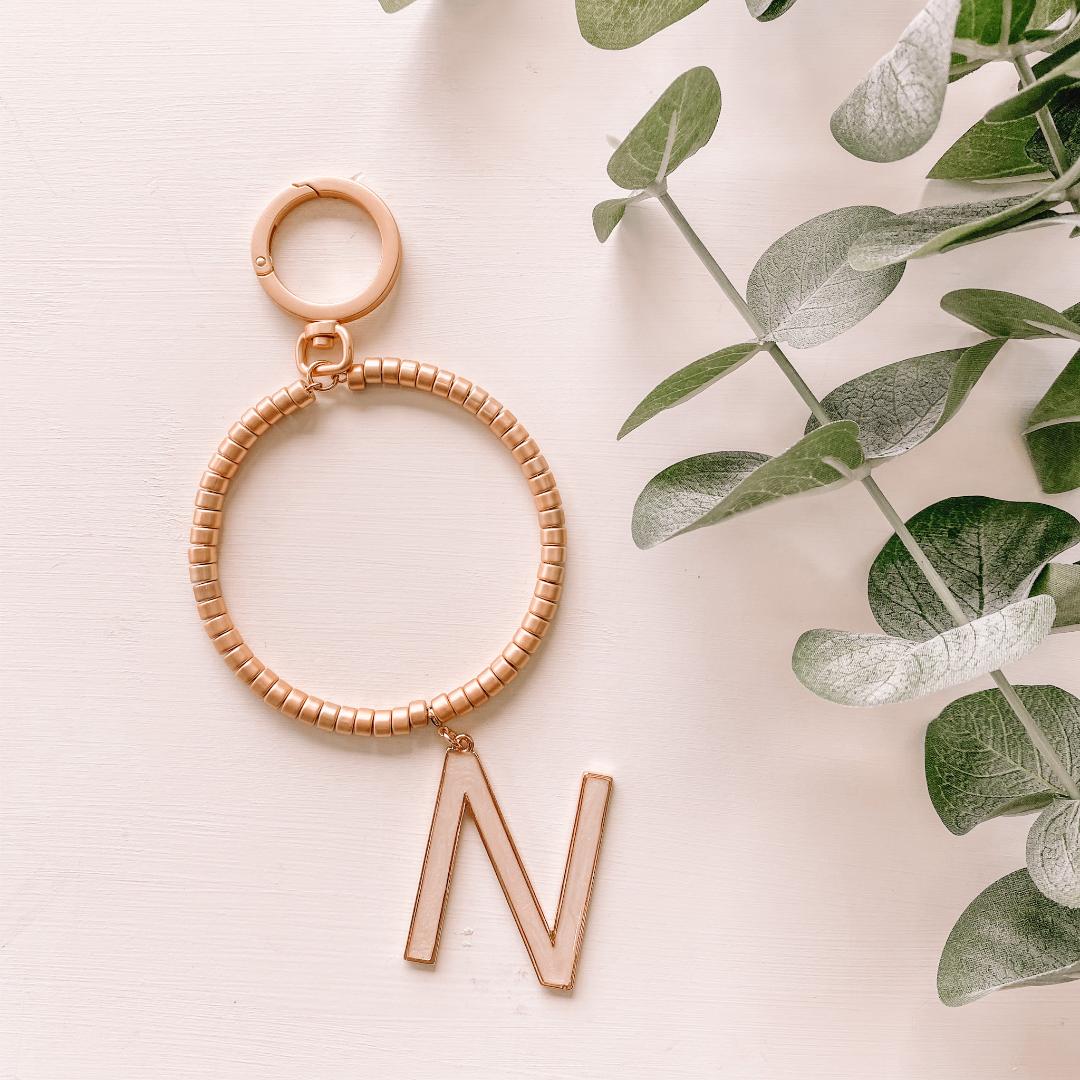 Personalized Keychain Rose Gold Initial Keychain Initial